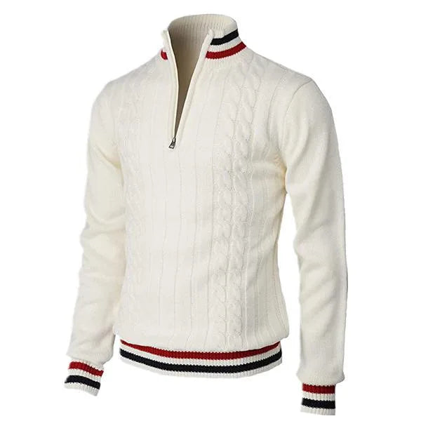 Wool Cable Knit Slim Fit Turtleneck Sweater
