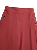 Women's Palazzo Pants - High-Waisted - Loose Fit - Elegant Button Detail