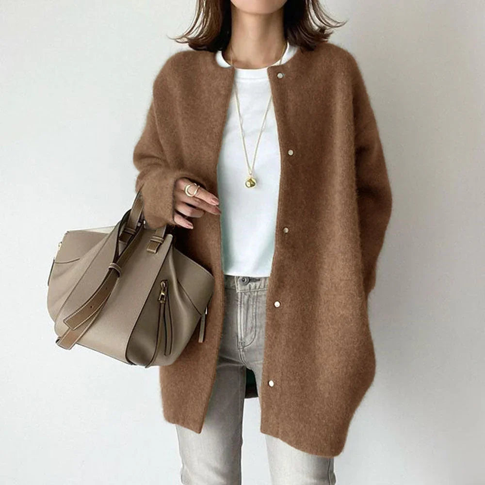 Oversized Wool Button Front Cardigan