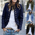 Women's Blazer - Military Style - Double-Breasted - Tailored Fit - Stand Collar