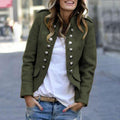 Women's Blazer - Military Style - Double-Breasted - Tailored Fit - Stand Collar