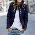 Women's Blazer - Military Style - Double-Breasted - Tailored Fit - Stand Collar