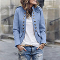 Women's Blazer - Military Style - Double-Breasted - Tailored Fit - Stand Collar