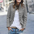 Women's Blazer - Military Style - Double-Breasted - Tailored Fit - Stand Collar