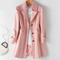 Women's Trench Coat - Classic Cut - Button Closure - Long Sleeves with Cuff