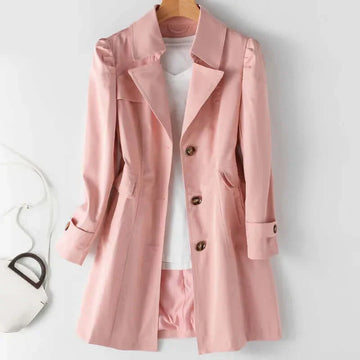 Classic Cut Button Closure Cuffed Trench Coat