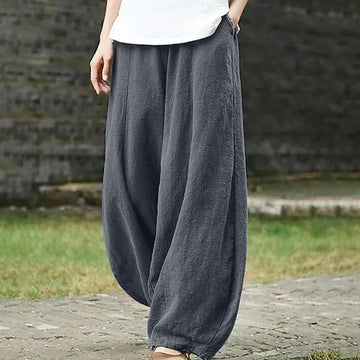 Elastic Waist Relaxed Fit Wide Leg Pants