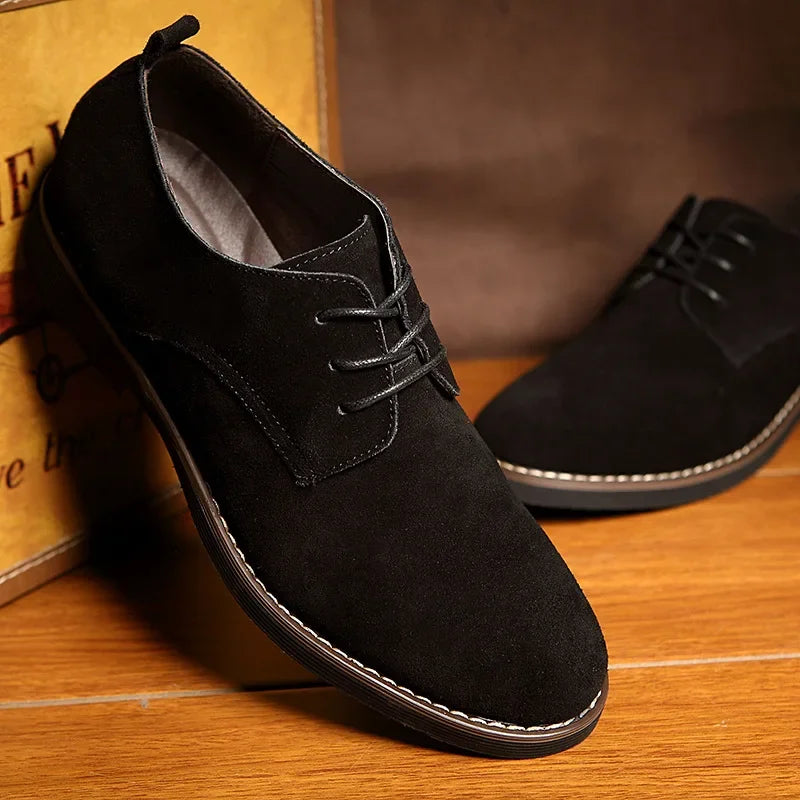 Men's Shoes Derby - Suede - Open Lacing - Rubber Sole - Elegant Formal Design