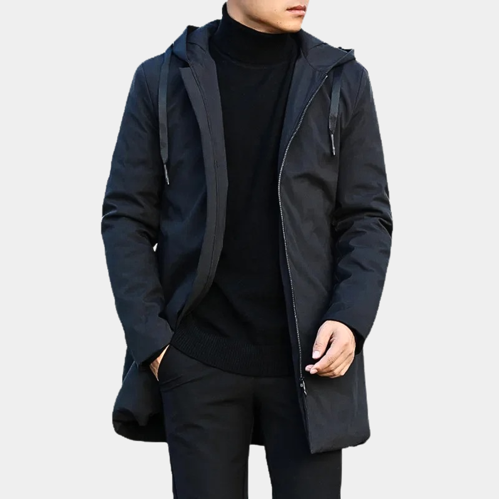 Wind Resistant Hooded Relaxed Fit Long Coat