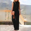 Women's Set - Sleeveless Top & Wide Pants - Lightweight Fabric - Elegant & Comfortable