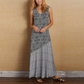 Women's Maxi Dress - Sleeveless A-line - V-Neck Light and Breathable - Geometric Pattern