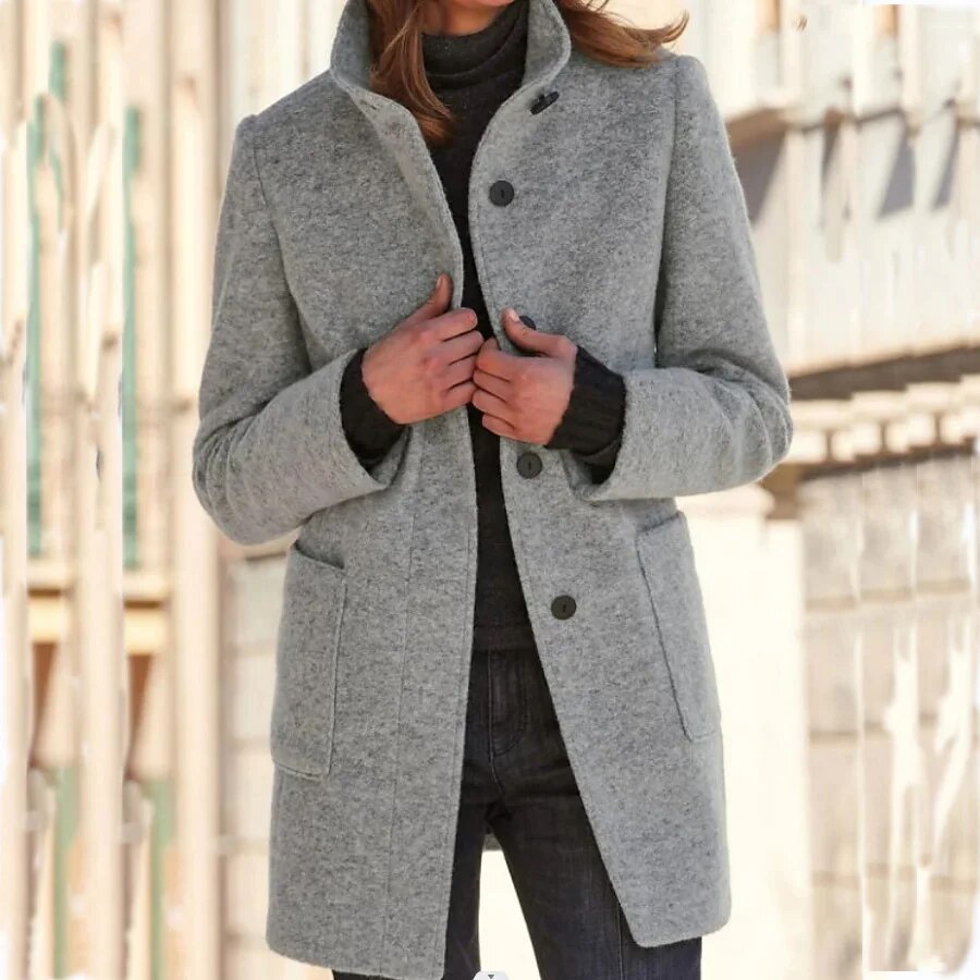 Wool Tailored Fit High Collar Coat