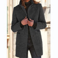 Women's Wool Coat - Classic Cut - High Collar - Single-Breasted - Tailored Fit