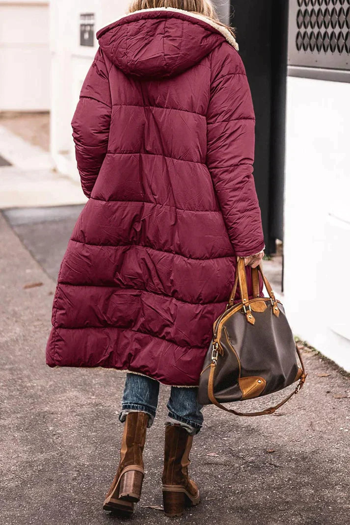 Women's Long Padded Coat - Soft Lining - Oversized Fit - Quilted Design