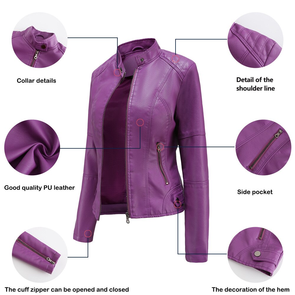 Tailored Fit Stand Collar Leather Jacket