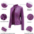 Women's Leather Jacket - Tailored Fit - Stand Collar - Zipper Closure - Modern Design