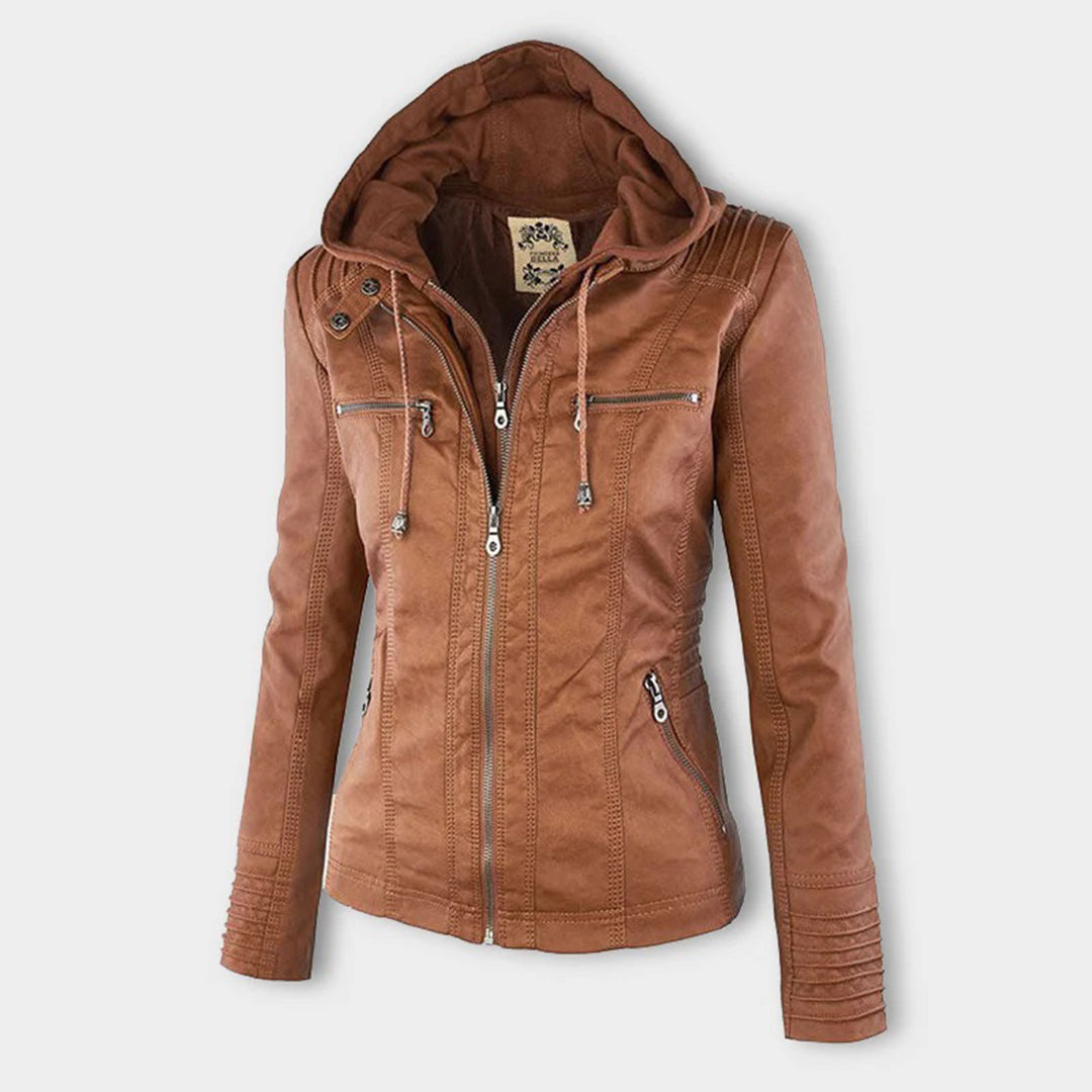 Leather Slim Fit Hooded Jacket