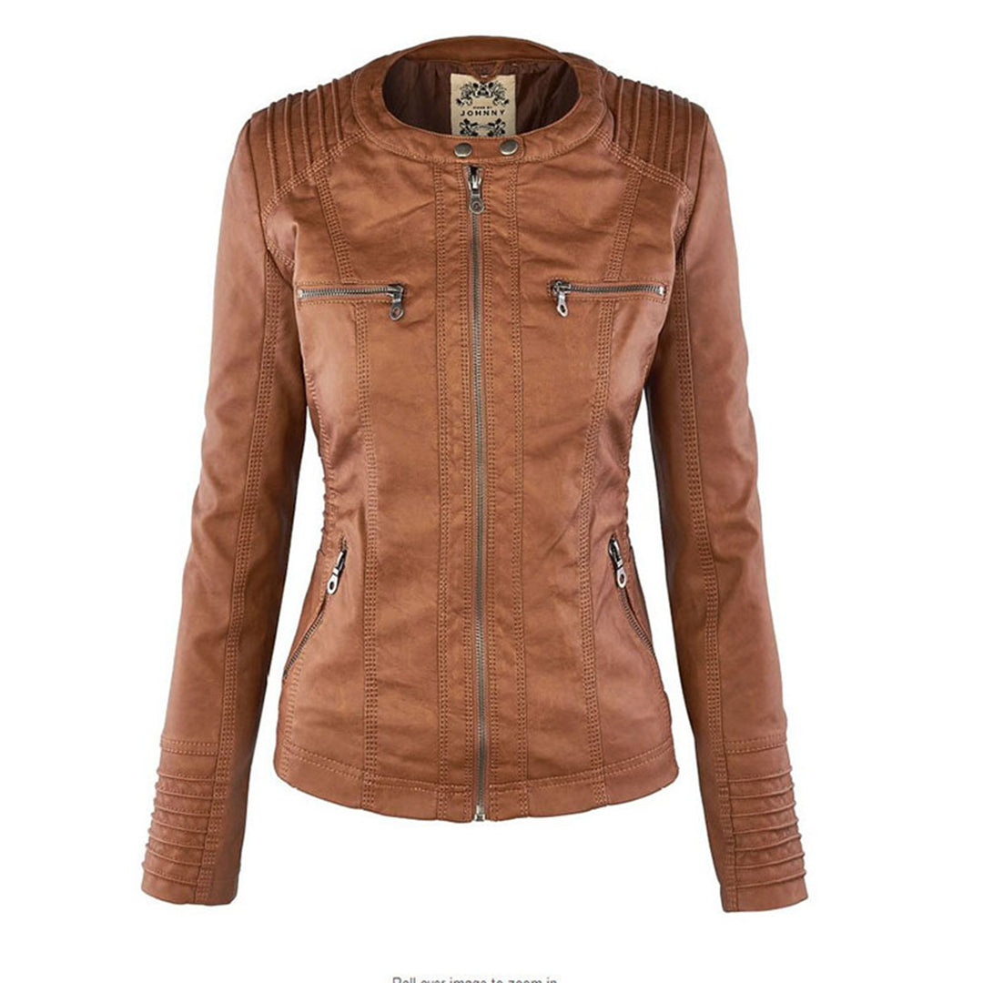 Leather Slim Fit Hooded Jacket