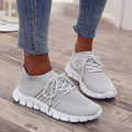 Women's Sneakers - Breathable Knit Fabric - Slip-on With Laces - Shock-Absorbing Sole