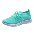 Women's Sneakers - Breathable Knit Fabric - Slip-on With Laces - Shock-Absorbing Sole