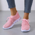 Women's Sneakers - Breathable Knit Fabric - Slip-on With Laces - Shock-Absorbing Sole