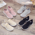 Women's Sneakers - Breathable Knit Fabric - Slip-on With Laces - Shock-Absorbing Sole
