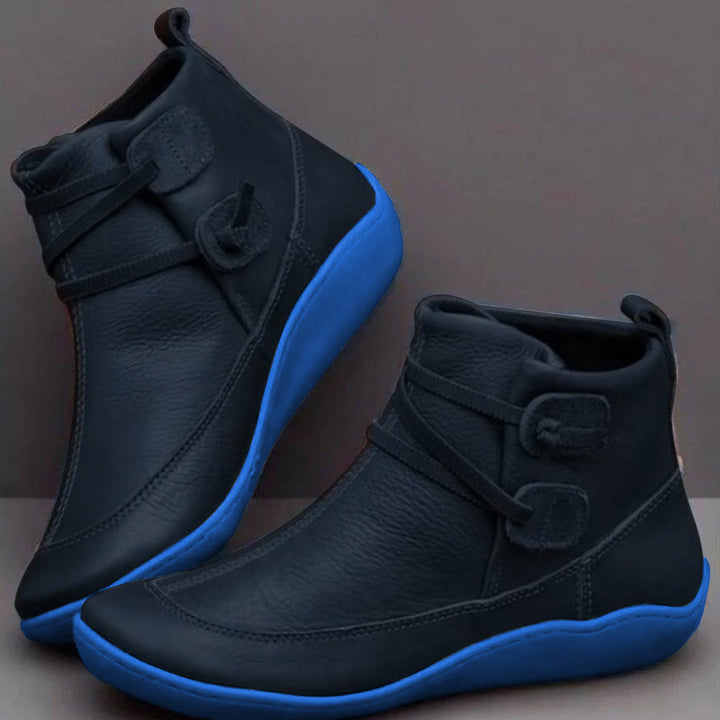 Women's Ankle Boots - Waterproof Leather - Adjustable Strap - Non-Slip Sole - Comfortable Fit