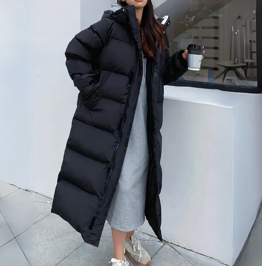 Oversized Hooded Long Down Jacket