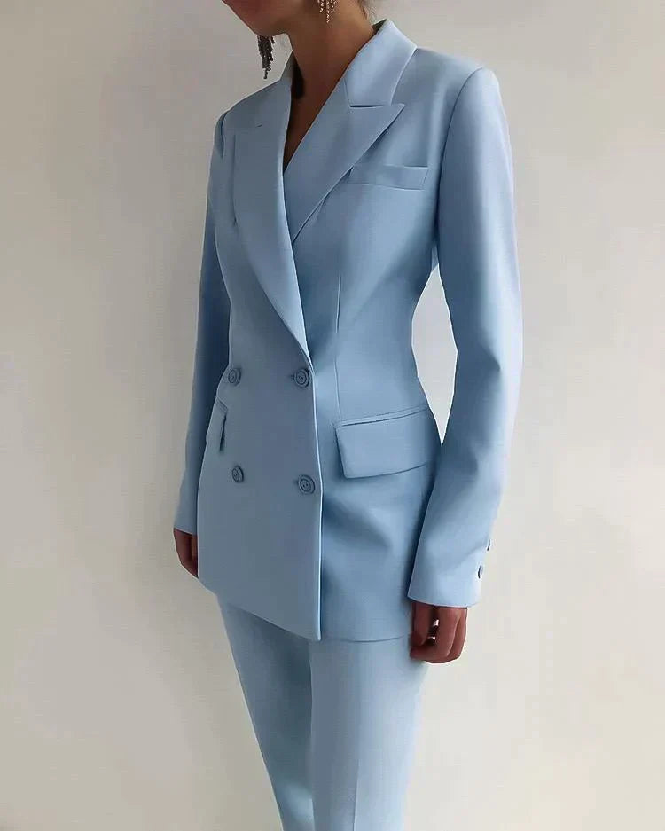 Double-Breasted Blazer and Trouser Set for Women