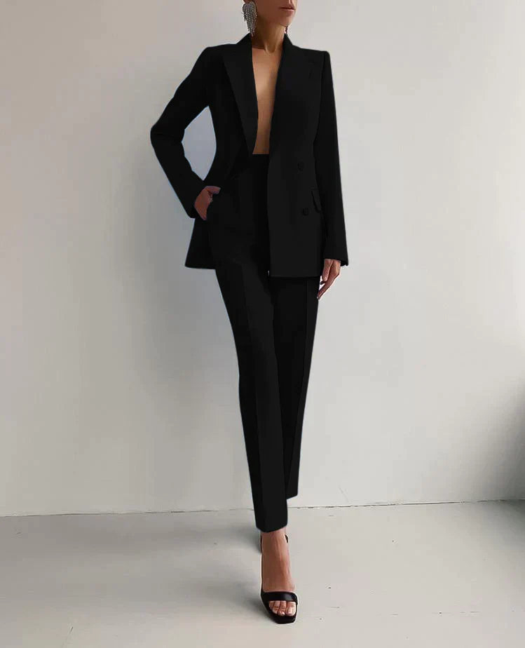 Double-Breasted Blazer and Trouser Set for Women
