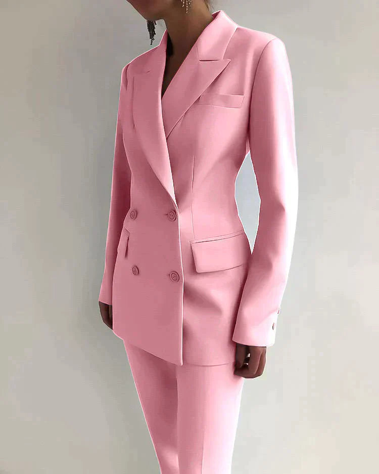 Double-Breasted Blazer and Trouser Set for Women