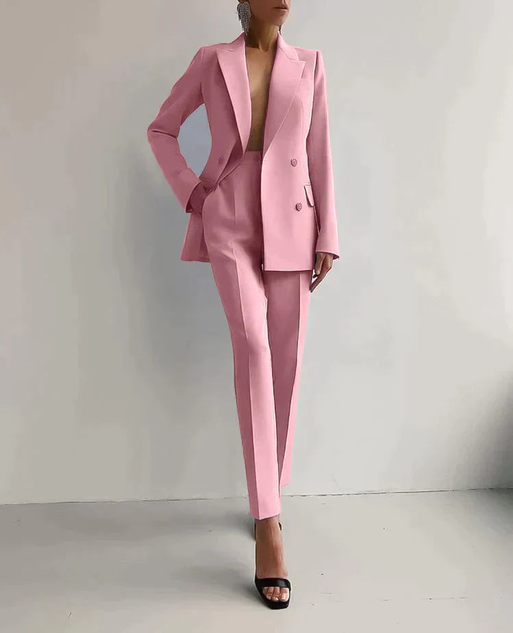 Double-Breasted Blazer and Trouser Set for Women