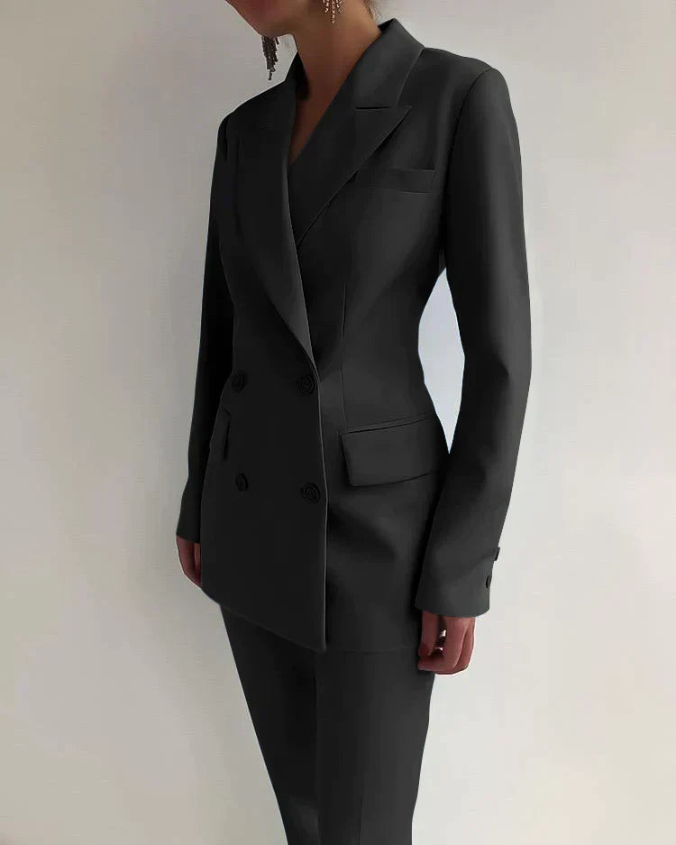Double-Breasted Blazer and Trouser Set for Women