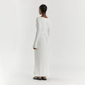 Women's Knitted Maxi Dress - V-neck - Long-sleeved - Fitted Ribbed Design