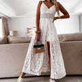 Women's Playsuit - Sleeveless Lace - Maxi Overlay - Elegant and Stylish