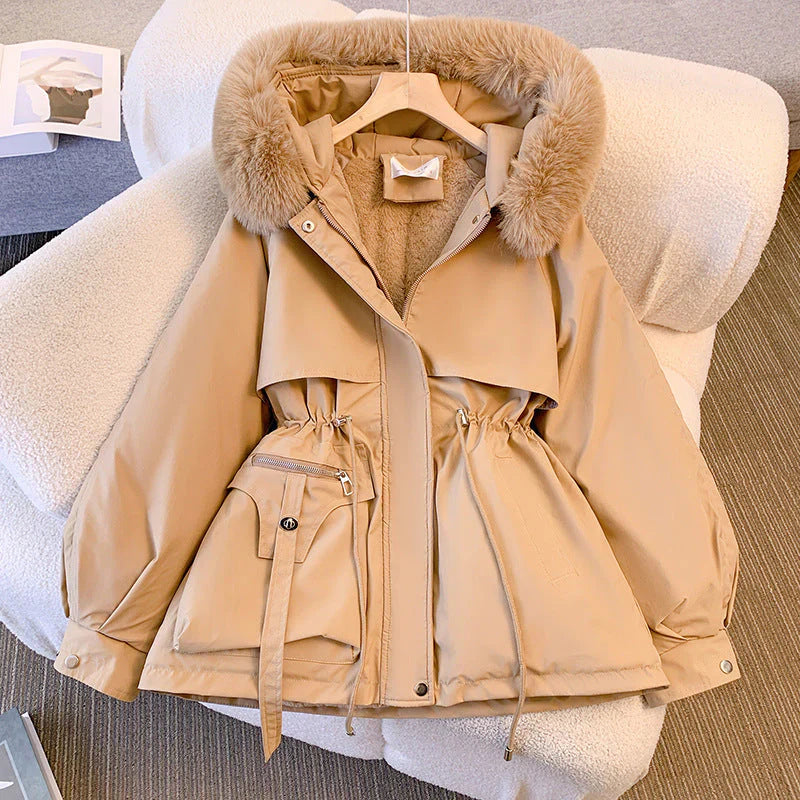 Water-Repellent Fur Trim Parka Jacket