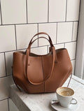 Women's Tote Bag - Genuine Leather - Large and Durable - With Handles and Detachable Shoulder Strap
