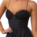 Women's Midi Dress - Strapless Sweetheart Neckline - A-line Cut - Layered Tulle