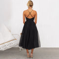 Women's Midi Dress - Strapless Sweetheart Neckline - A-line Cut - Layered Tulle