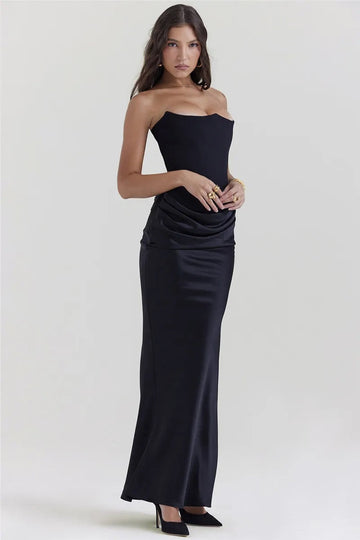 Satin Strapless Draping Evening Dress