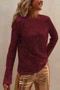 Women's Blouse - Long Sleeves - Shiny Sequins - Elegant Party Top