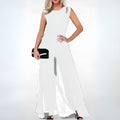 Women's Evening Dress - Sleeveless with Cutout Shoulders - Flowy Maxi - Elegant Party Dress