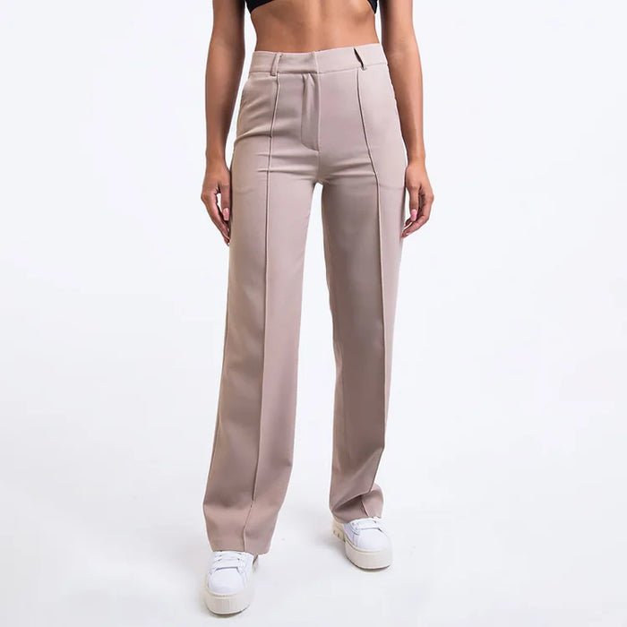 Women's Suit Pants - High-Waisted - Wide Legs - Elegant with Pockets