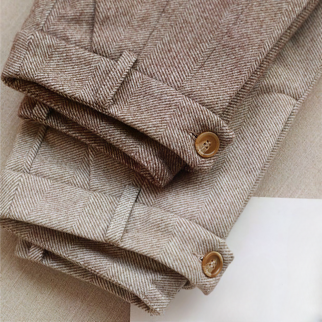 Herringbone Pattern Pencil Fit Trousers