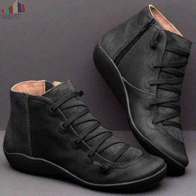 Women's Ankle Boots - Genuine Leather - Zipper Closure - Stylish Design - Comfortable Sole