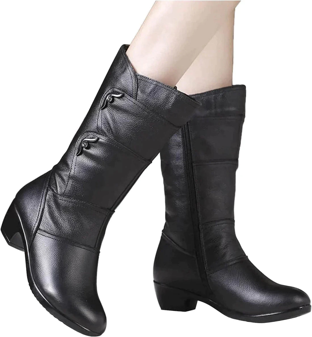 Fitted Silhouette Side Zip Mid-Calf Boots