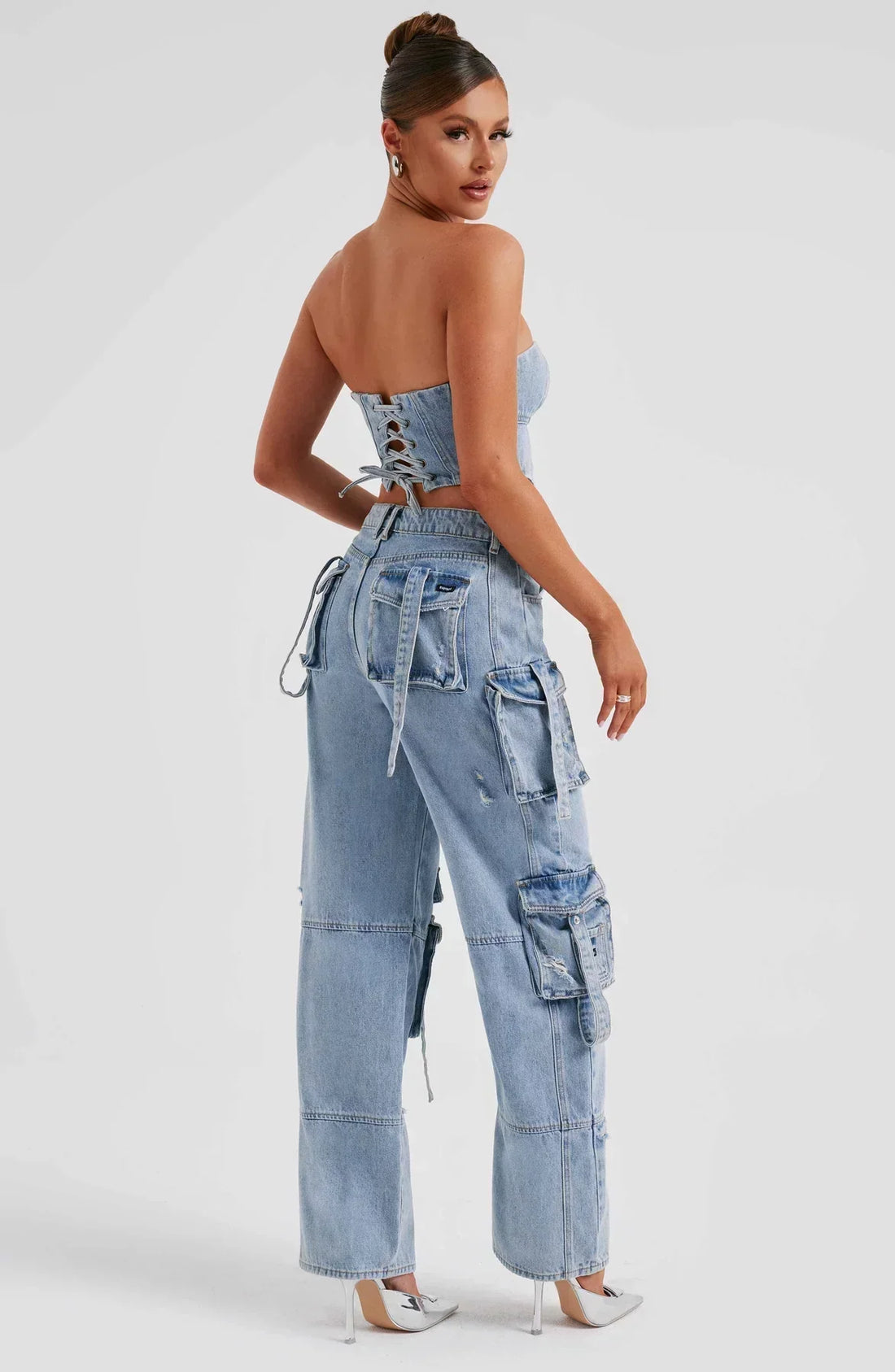 Denim Tailored Fit Lace-up Corset