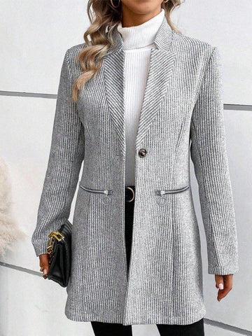 Tailored Fit Wool Blend Long Sleeve Coat