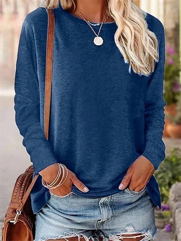 Soft Knit Relaxed Fit Crew Neck Blouse