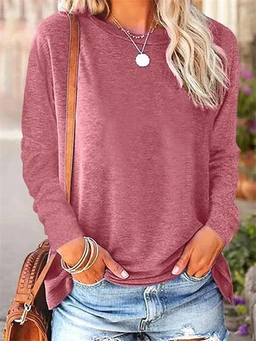 Soft Knit Relaxed Fit Crew Neck Blouse